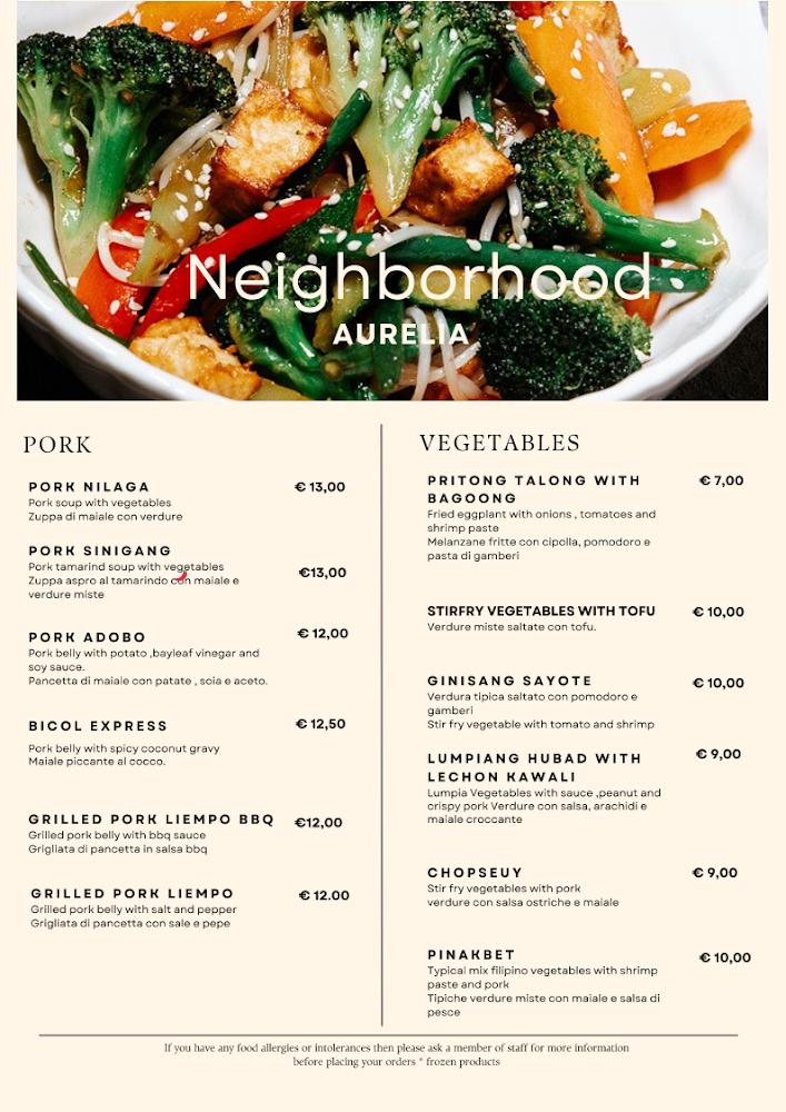 Neighborhood Aurelia Filipino Restaurant Menu image 2